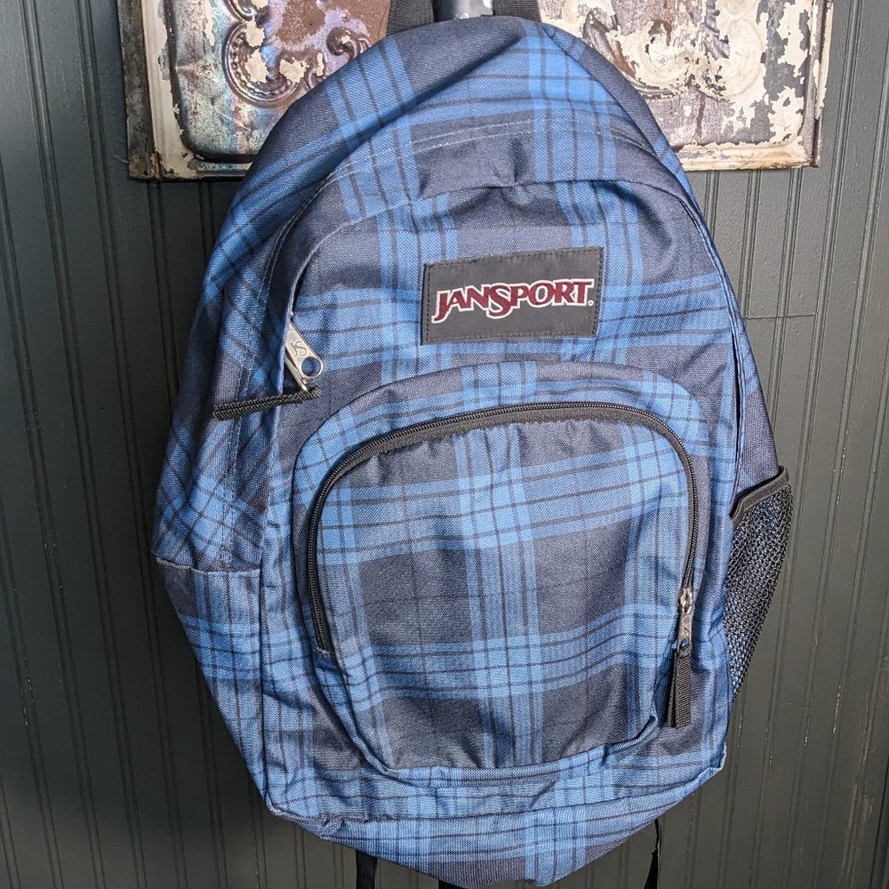 Blue Plaid Jansport Adult Backpack